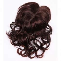 ST long hair style curly burgundy synthetic toupee